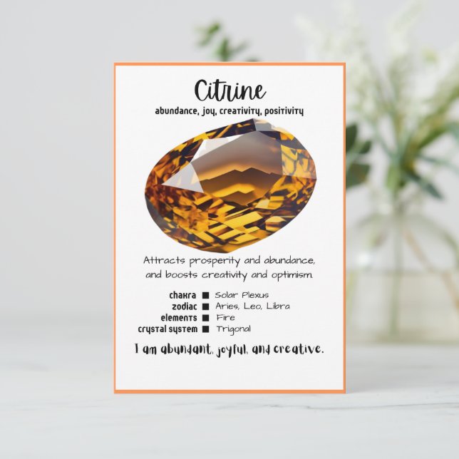Citrine Crystal-minneskort Inbjudningar (Stående Fram)