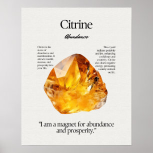 Citrine Gem Crystal, meningskort Poster