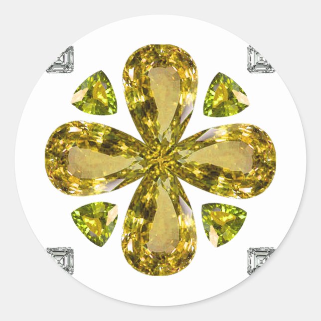 Citrine Klöver Runt Klistermärke (Framsida)