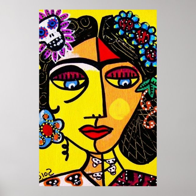 Citrine Sugar Skull Mexikanska Dam Poster (Framsidan)