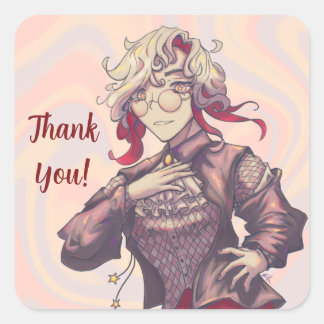 Citrine thank you anime fyrkantigt klistermärke