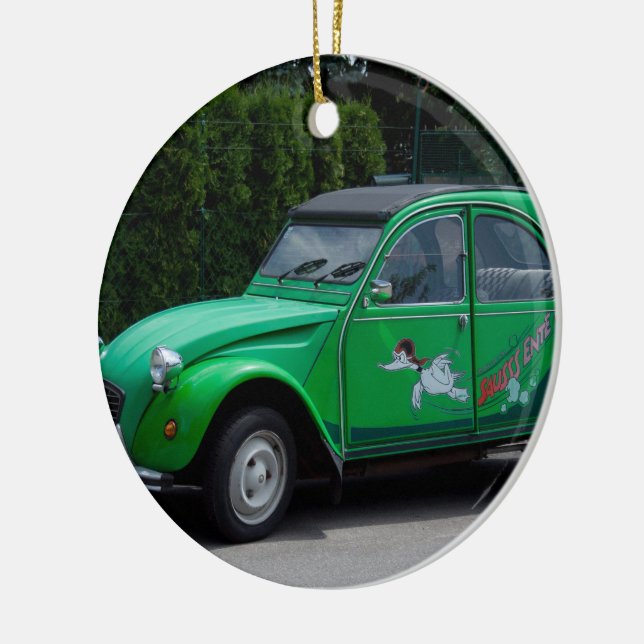 Citroen 2 CV Sauss Ente Julgransprydnad Keramik (Vänster)