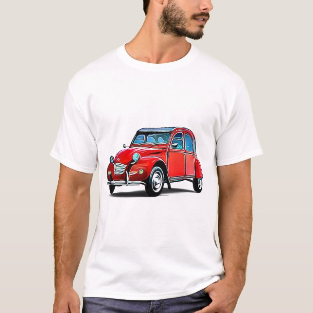 Citroen 2 CV Tecknad T Shirt (Framsida)