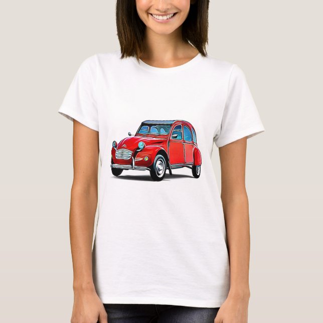 Citroen 2 CV Tecknad T Shirt (Framsida)