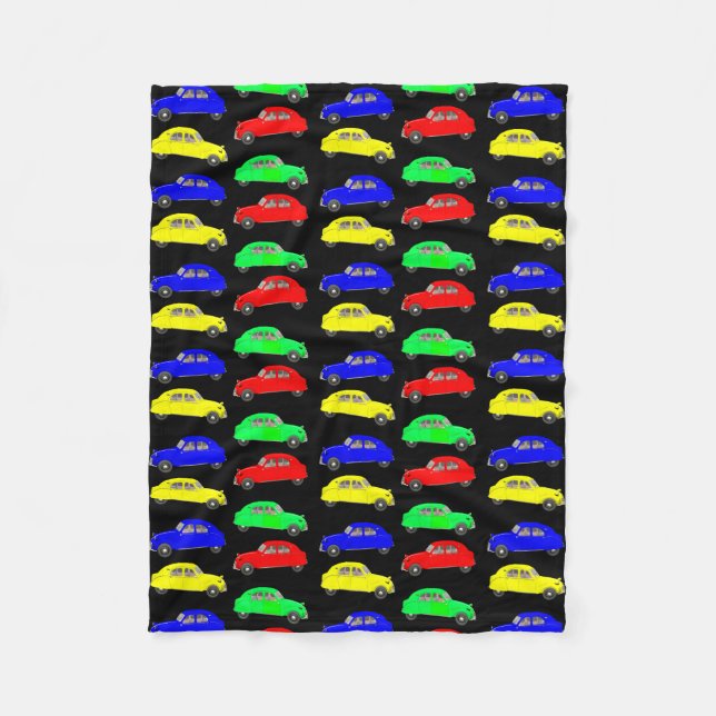 Citroen 2 CV Tiled Mönster Fleecefilt (Framsidan)