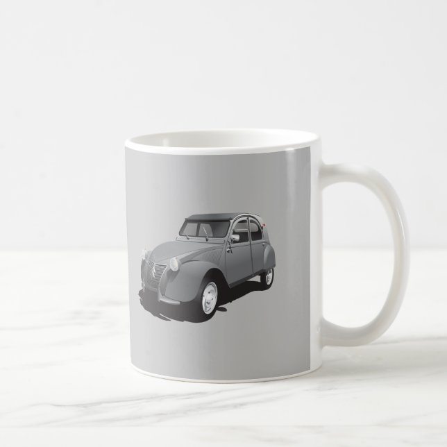 Citroën 2CV - grått - logotyp - den diy muggen - Kaffemugg (Höger)