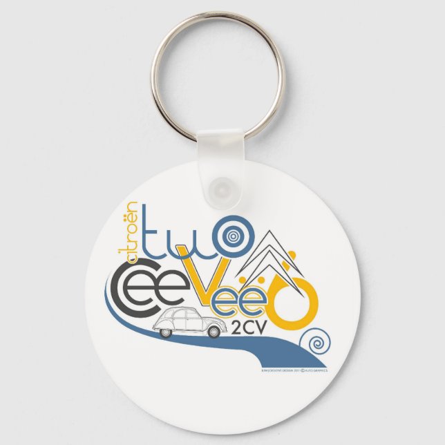 Citroen 2CV-nyckelkedja Nyckelring (Framsida)