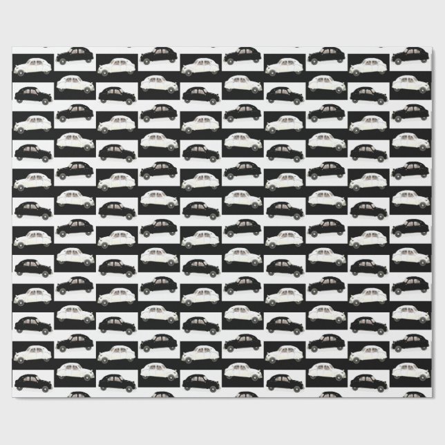 Citroen 2CV Svart och vit Presentpapper (Platt)