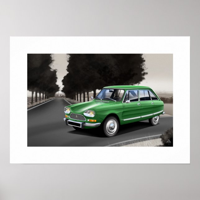 Citroen Ami 8 Poster illustration (Framsidan)