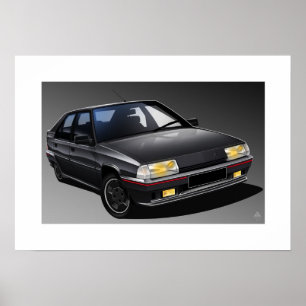Citroen BX 16V illustrerad affisch