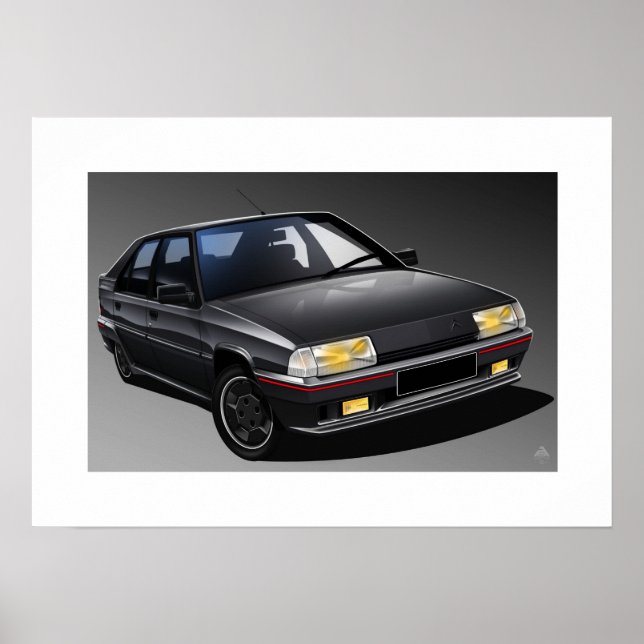 Citroen BX 16V Illustrerad Poster (Framsidan)