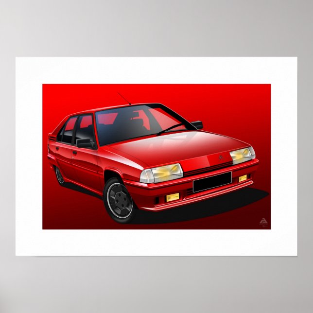 Citroen BX 16V Illustrerad Poster (Framsidan)