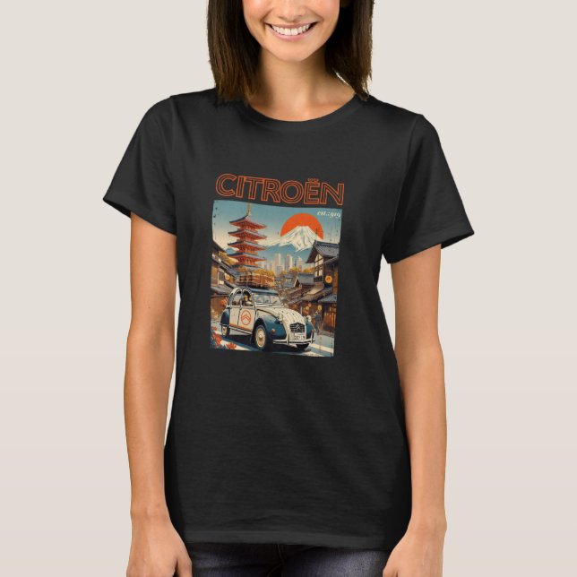 Citroën Chureito Pagoda Mount Fuji Japan T Shirt (Framsida)