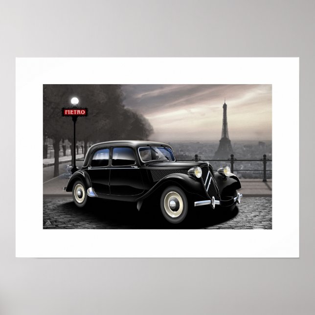 Citroen Traction Avant Poster illustration (Framsidan)