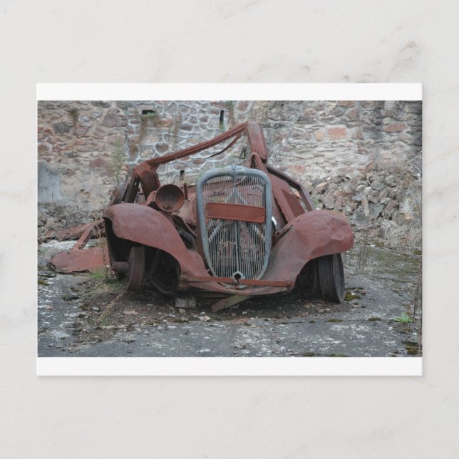 Citroen vid Oradour Frankrike Vykort (Framsida)