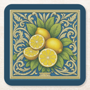 Citron Amalfi Blå Medelhavet Jugend Underlägg Papper Kvadrat