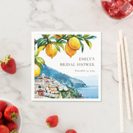 Citron Amalfi-kusten Bröllopsfest Pappersservett