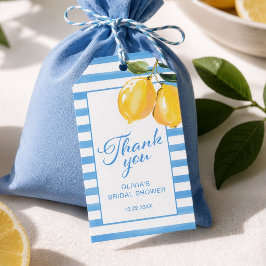 Citron Amalfi-kusten Citrus Tack Bröllopsdusch Presentetikett