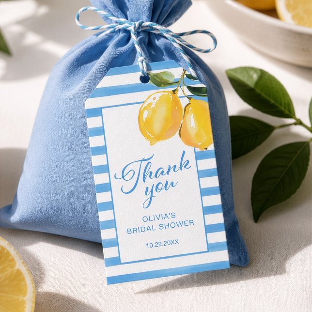 Citron Amalfi-kusten Citrus Tack Bröllopsdusch Presentetikett (Skapare uppladdad)