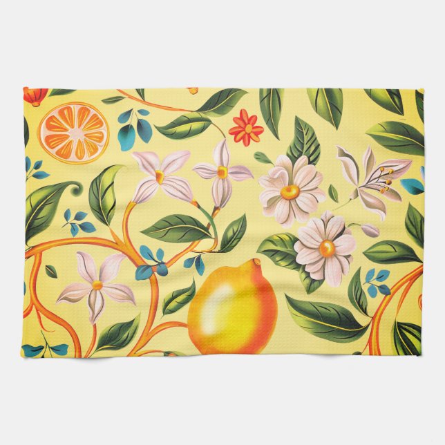 Citron & Apelsinblomster Kökshandduk (Horisontell)