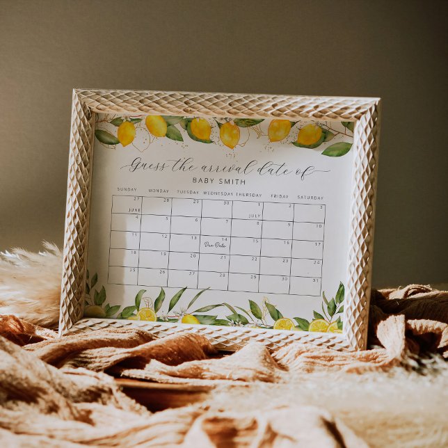 Citron Baby Shower Gissa Förlossningsdatum Kalende Poster (Skapare uppladdad)