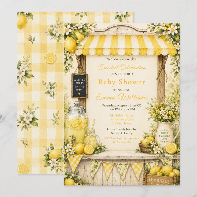 Citron Babyshower Inbjudningar (Fram/baksida)