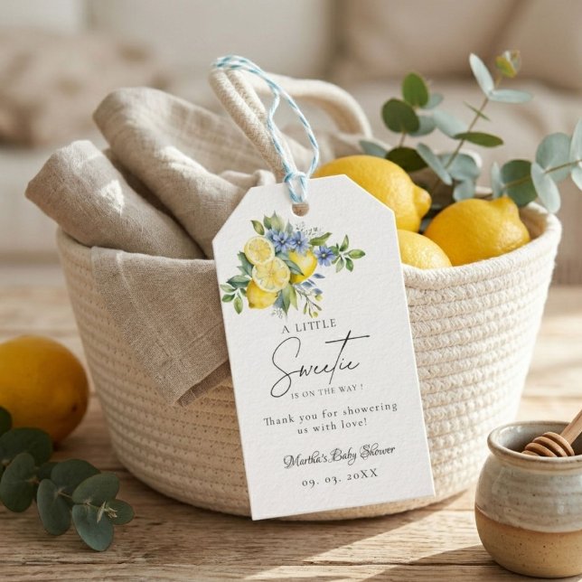 Citron Blå Citrus Frukt Sommar Bebis Shower Presentetikett (Skapare uppladdad)