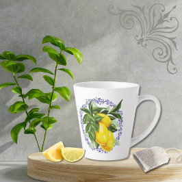 Citron & Blå Toile Filigree Country Fransk Kök