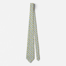 Citron Blå Vit Kakel Mediterrensk Bröllop Groom Slips