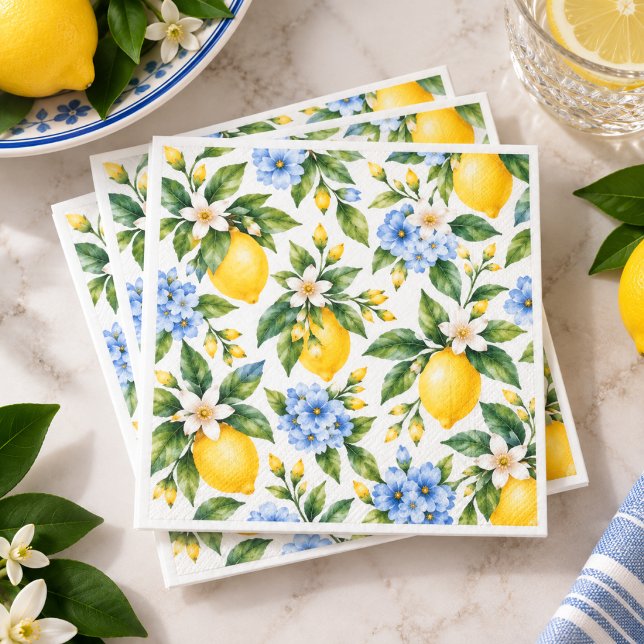 Citron Blommig Akvarell Servetter (Skapare uppladdad)