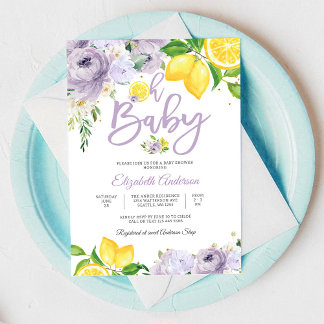 Citron Blommig Baby Shower Inbjudan