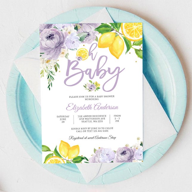 Citron Blommig Baby Shower Inbjudan (Skapare uppladdad)