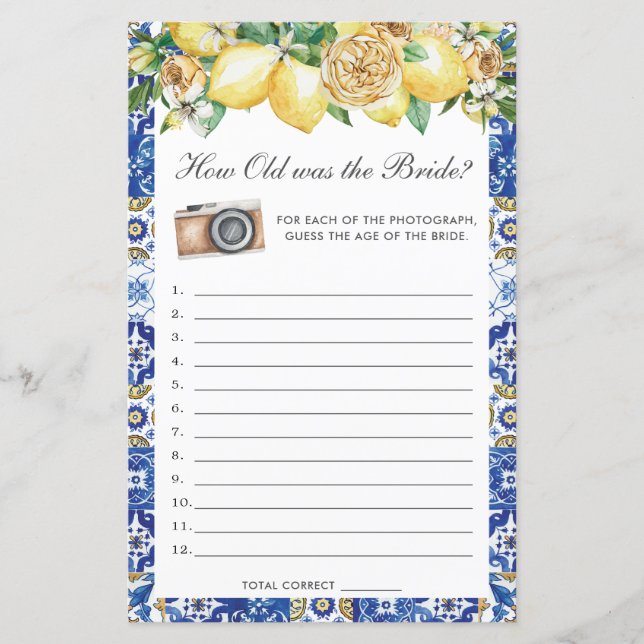 Citron Blommig Bröllop Hur Gammal Var Bruden Lek  (Framsida)