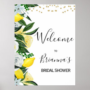 Citron Blommig Huvudpress Bröllopsfest Välkommen  Poster