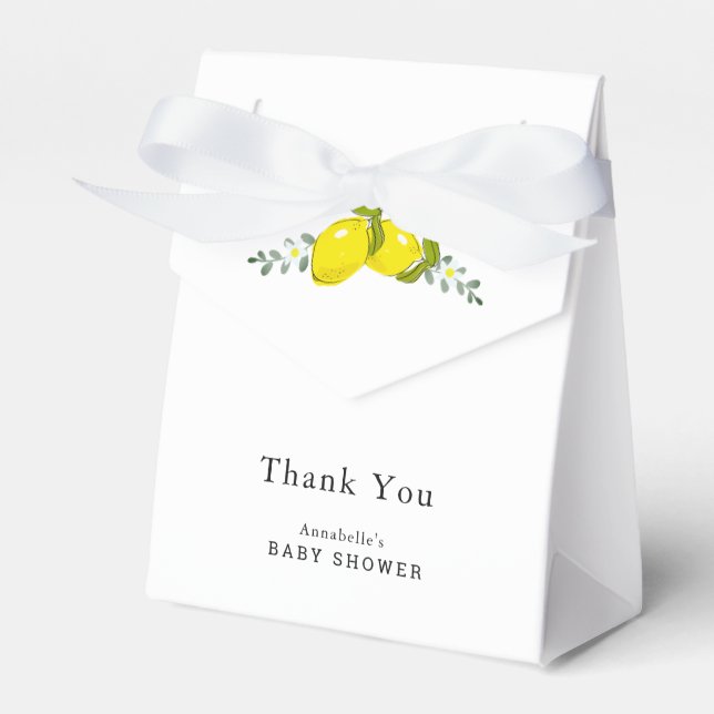 Citron Blommig Vit Enkel Baby Shower Presentförpac Presentaskar (Framsidan Sidan)