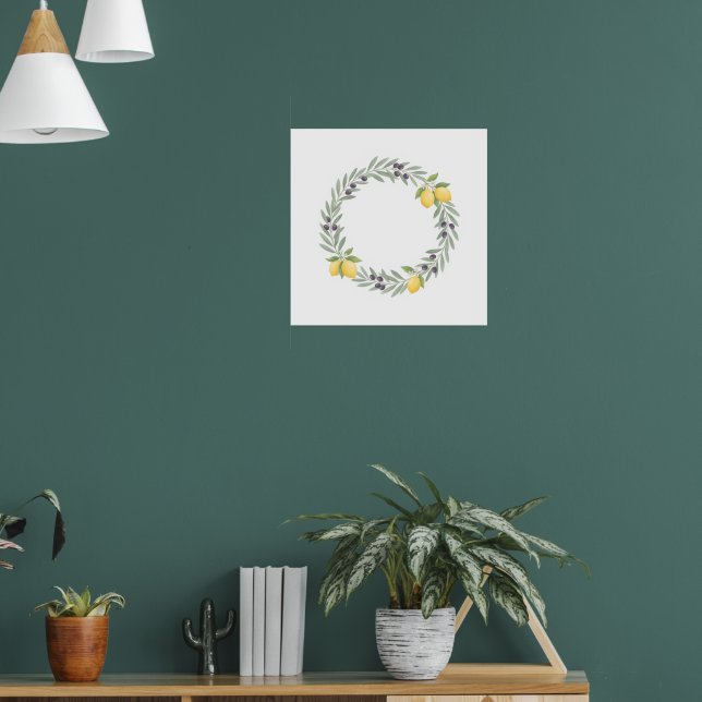 Citron Botanisk Kransaffisch Poster (Vardagsrum 1)