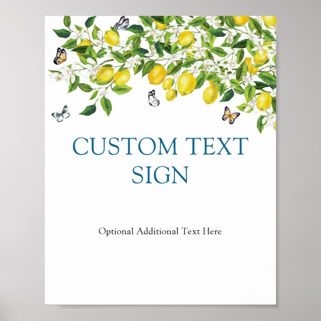 Citron Bröllopsdusch Anpassad Textskylt Poster (Framsidan)