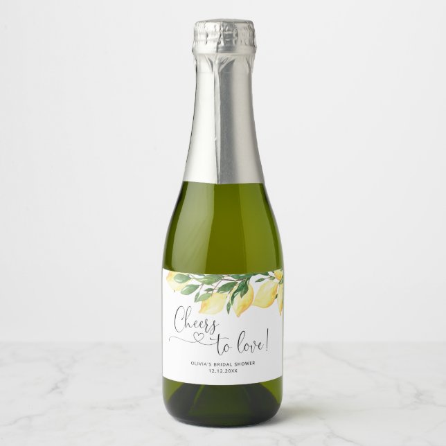 Citron Bröllopsdusch Gnistrande Vin Etikett (Framsida)