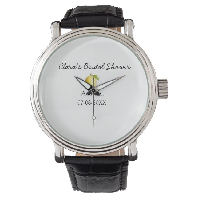 Citron bröllopsdusch modern enkel minimal rustik b armbandsur (Framsida)