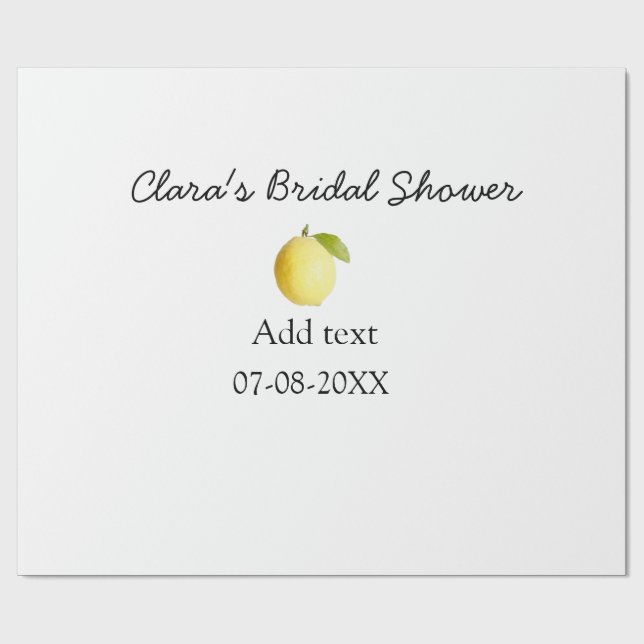 Citron bröllopsdusch modern enkel minimal rustik b presentpapper (Platt)