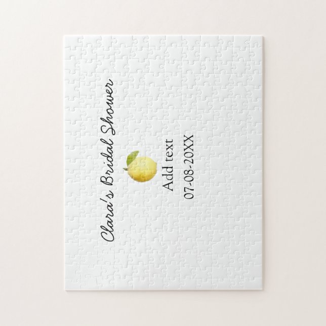 Citron bröllopsdusch modern enkel minimal rustik b pussel (Vertikal)