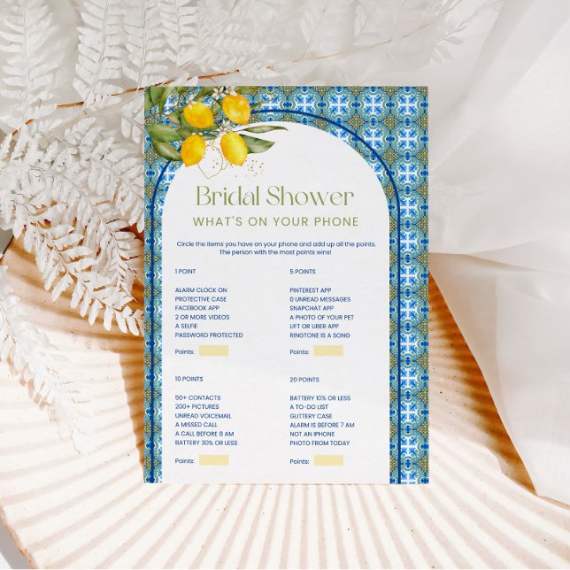 Citron Bröllopsdusch Vad Är På Din Telefon Spelkor Inbjudningar (Skapare uppladdad)
