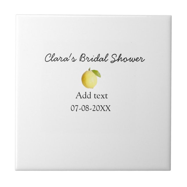 Citron bröllopsfest modern enkel minimal rustic b kakelplatta (Framsidan)