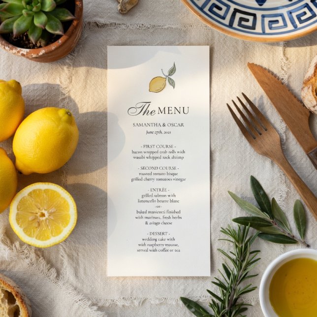 Citron Bröllopsmeny Kort | Amalfi Kusten Italiensk (Skapare uppladdad)
