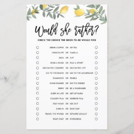 Citron Brudens föredrar bröllopsfest spel