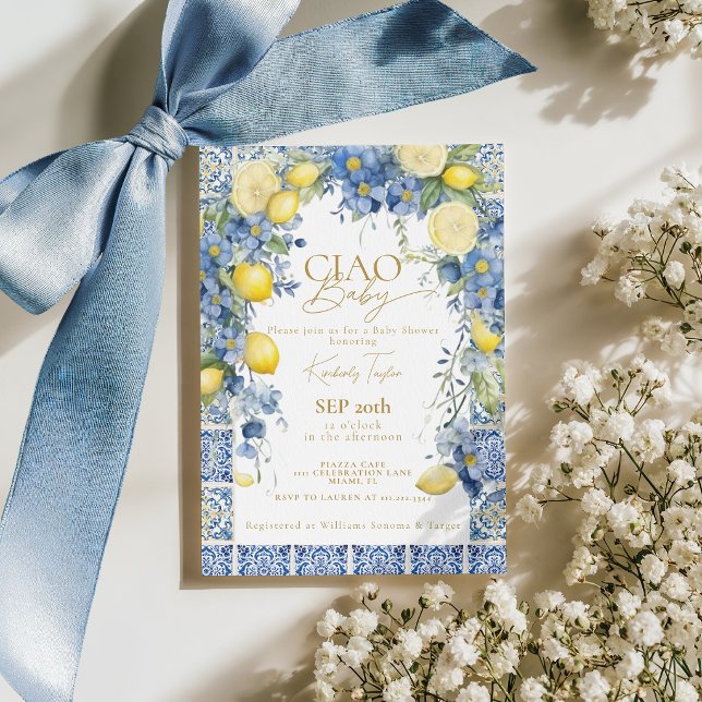 Citron Ciao Baby Italiensk Bebis Shower Inbjudningar (Skapare uppladdad)