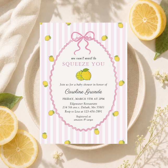 Citron Citrus Baby Shower Randig Inbjudan (Skapare uppladdad)