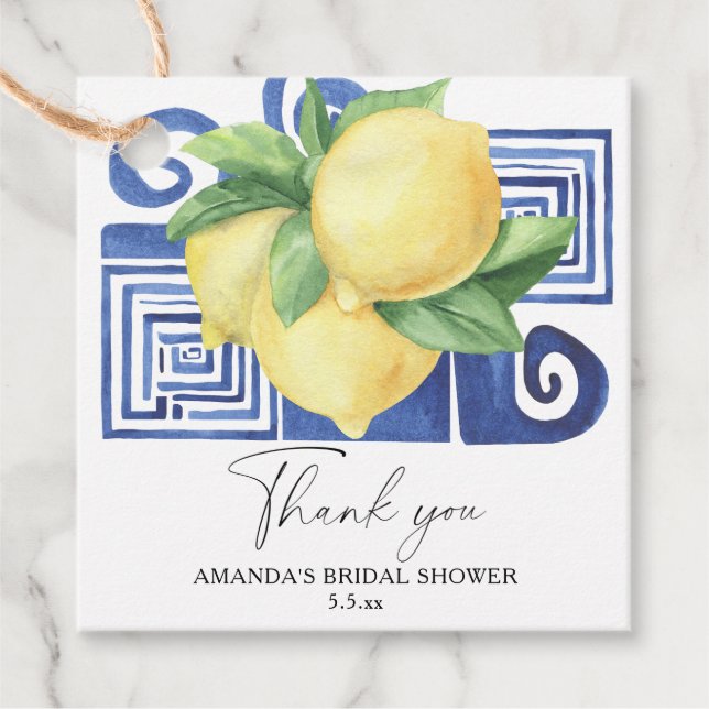 Citron Citrus - Bröllop Tacksamhet Gåvor Etiketter (Framsida)