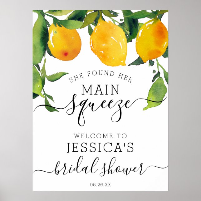 Citron Citrus Bröllops Huvudattraktion Välkomstsky Poster (Framsidan)