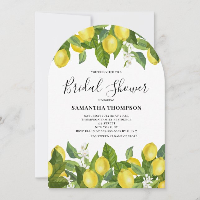 Citron Citrus Bröllopsdusch Inbjudan (Framsida)